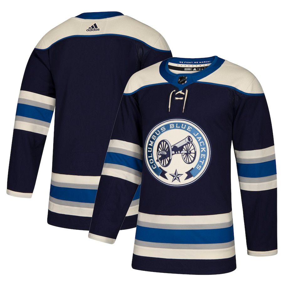 Men Columbus Blue Jackets adidas Navy Authentic Alternate Blank NHL Jersey->women nhl jersey->Women Jersey